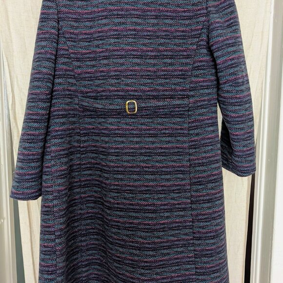 Wool long winter coat in purple, blue, and navy -- medium - Picture 2 of 13